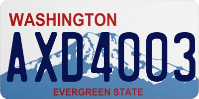 WA license plate AXD4003