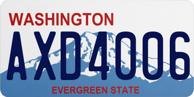 WA license plate AXD4006
