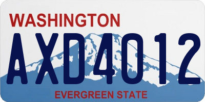 WA license plate AXD4012