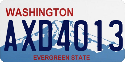 WA license plate AXD4013