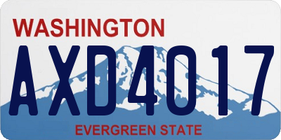 WA license plate AXD4017