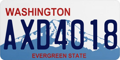 WA license plate AXD4018