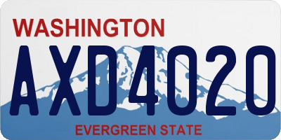 WA license plate AXD4020