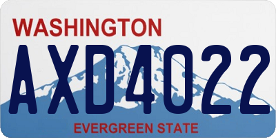 WA license plate AXD4022