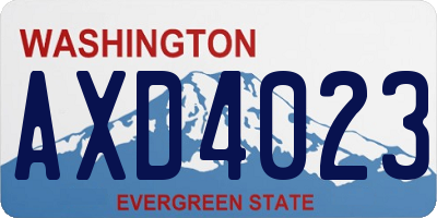 WA license plate AXD4023