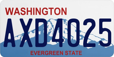 WA license plate AXD4025