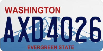 WA license plate AXD4026