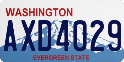 WA license plate AXD4029