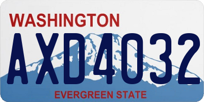 WA license plate AXD4032