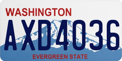 WA license plate AXD4036