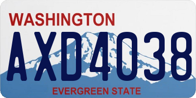 WA license plate AXD4038