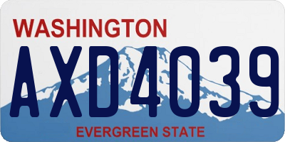 WA license plate AXD4039