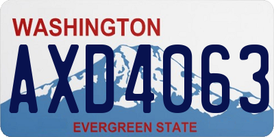WA license plate AXD4063