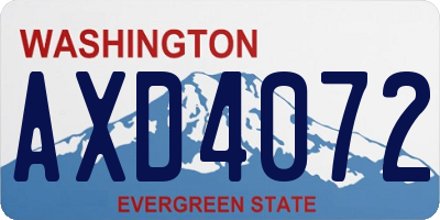 WA license plate AXD4072