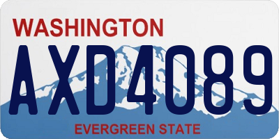WA license plate AXD4089