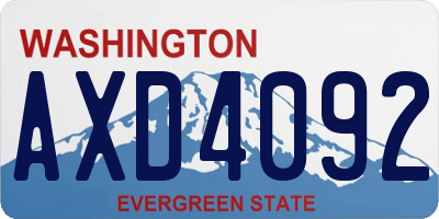 WA license plate AXD4092
