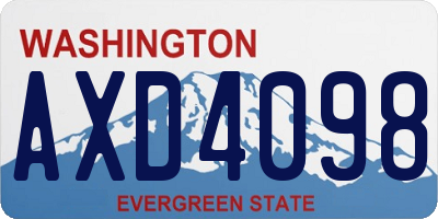 WA license plate AXD4098