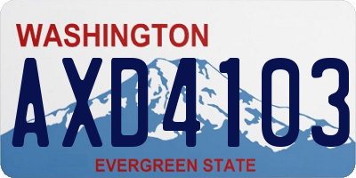 WA license plate AXD4103