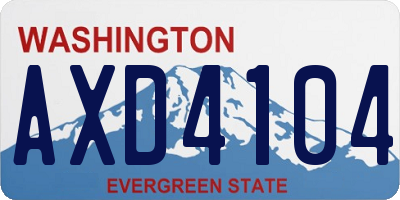 WA license plate AXD4104