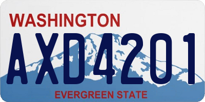 WA license plate AXD4201