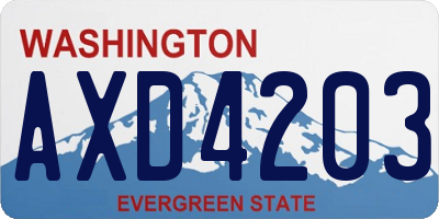 WA license plate AXD4203