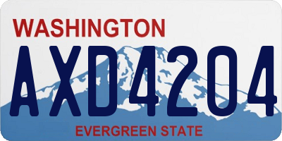 WA license plate AXD4204