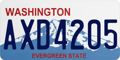 WA license plate AXD4205