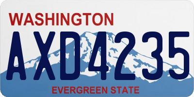 WA license plate AXD4235