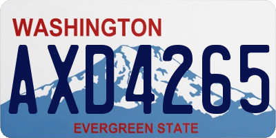 WA license plate AXD4265