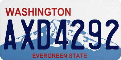 WA license plate AXD4292