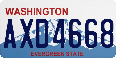 WA license plate AXD4668
