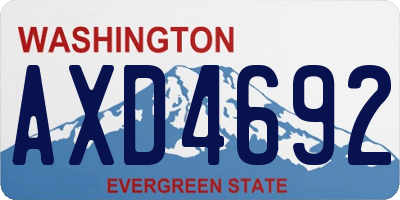 WA license plate AXD4692