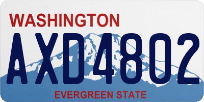 WA license plate AXD4802