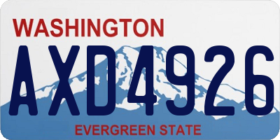 WA license plate AXD4926