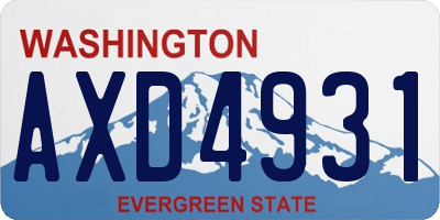 WA license plate AXD4931