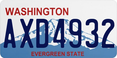 WA license plate AXD4932