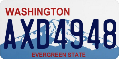 WA license plate AXD4948