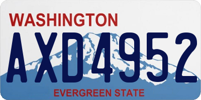 WA license plate AXD4952