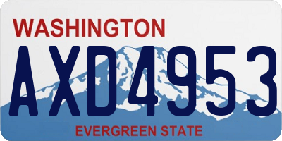 WA license plate AXD4953