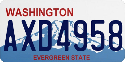 WA license plate AXD4958