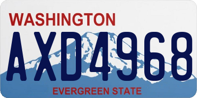 WA license plate AXD4968