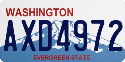 WA license plate AXD4972