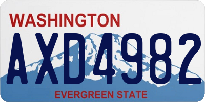 WA license plate AXD4982