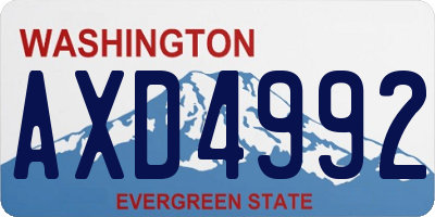 WA license plate AXD4992