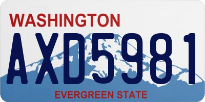 WA license plate AXD5981