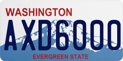 WA license plate AXD6000