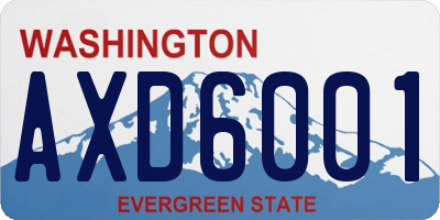 WA license plate AXD6001