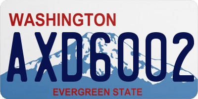 WA license plate AXD6002