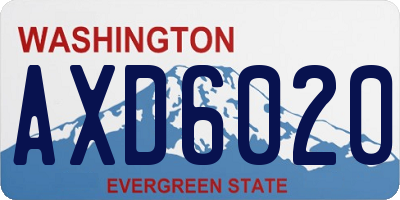 WA license plate AXD6020