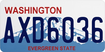 WA license plate AXD6036
